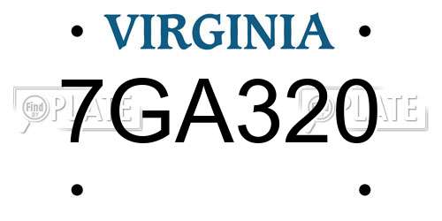 7GA320 Virginia License Plate