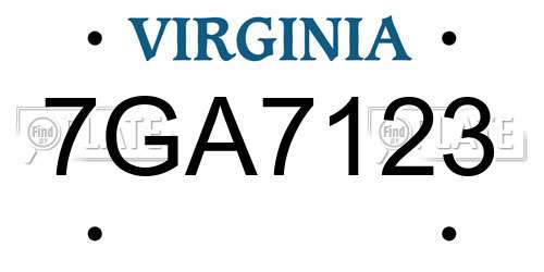 7GA7123 Virginia License Plate