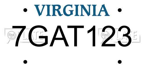 7GAT123 Virginia License Plate