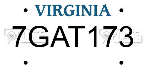 7GAT173 Virginia License Plate