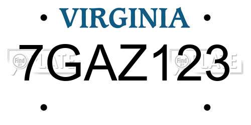7GAZ123 Virginia License Plate