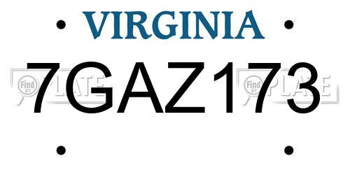 7GAZ173 Virginia License Plate