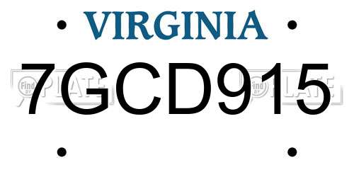 7GCD915 Virginia License Plate
