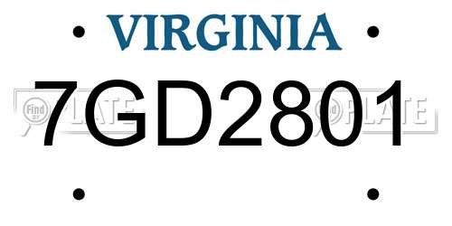 7GD2801 Virginia License Plate