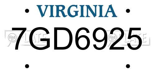 7GD6925 Virginia License Plate