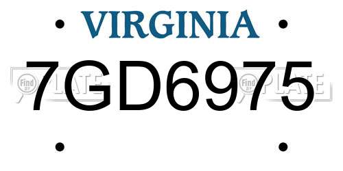 7GD6975 Virginia License Plate