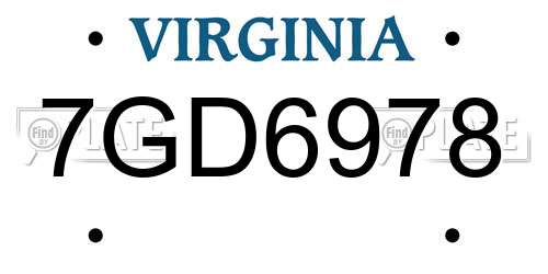 7GD6978 Virginia License Plate