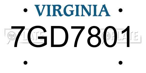 7GD7801 Virginia License Plate