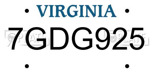 7GDG925 Virginia License Plate