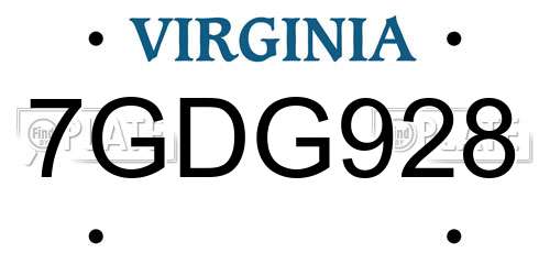 7GDG928 Virginia License Plate