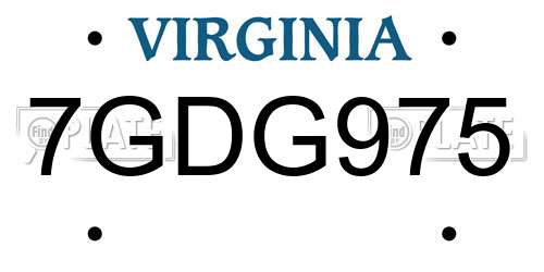 7GDG975 Virginia License Plate