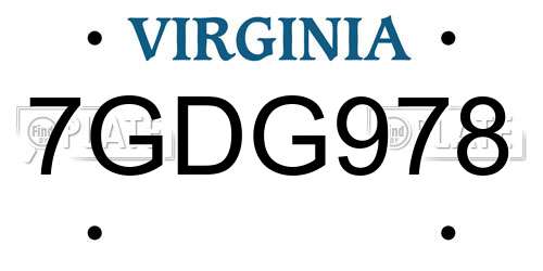 7GDG978 Virginia License Plate