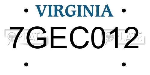 7GEC012 Virginia License Plate
