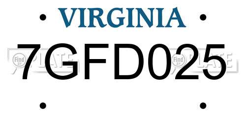 7GFD025 Virginia License Plate