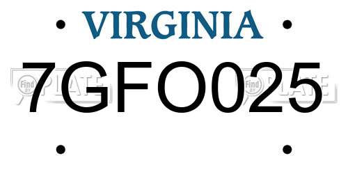 7GFO025 Virginia License Plate