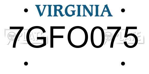 7GFO075 Virginia License Plate