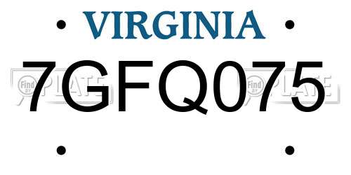 7GFQ075 Virginia License Plate
