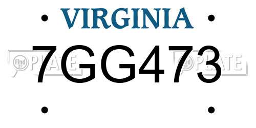 7GG473 Virginia License Plate