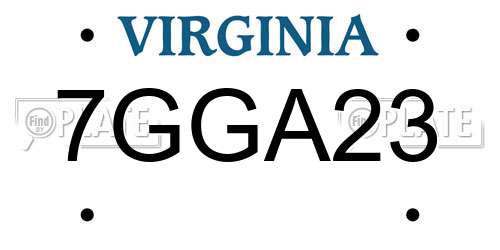 7GGA23 Virginia License Plate