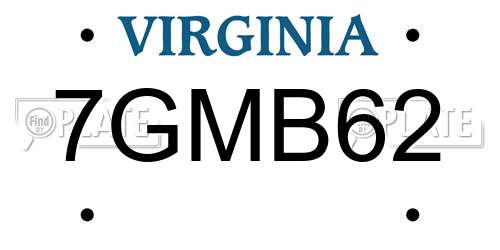 7GMB62 Virginia License Plate