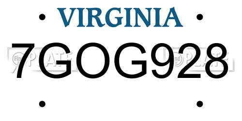 7GOG928 Virginia License Plate