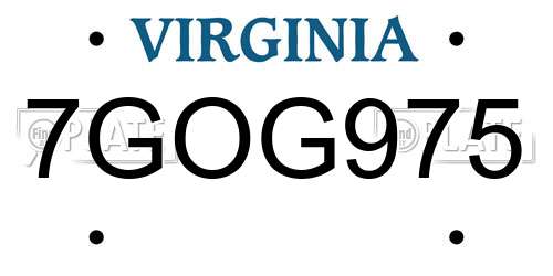 7GOG975 Virginia License Plate