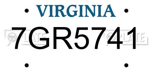 7GR5741 Virginia License Plate