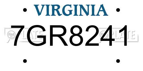 7GR8241 Virginia License Plate
