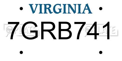 7GRB741 Virginia License Plate