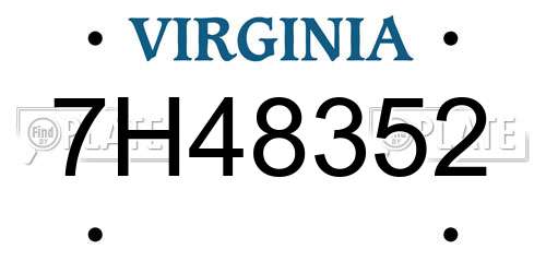 7H48352 Virginia License Plate