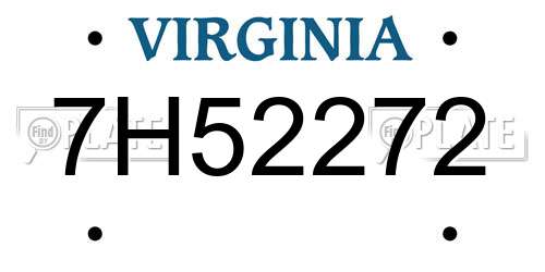 7H52272 Virginia License Plate