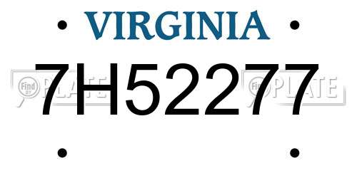 7H52277 Virginia License Plate