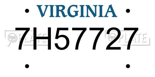 7H57727 Virginia License Plate