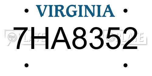 7HA8352 Virginia License Plate