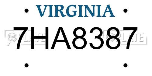 7HA8387 Virginia License Plate