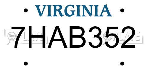 7HAB352 Virginia License Plate