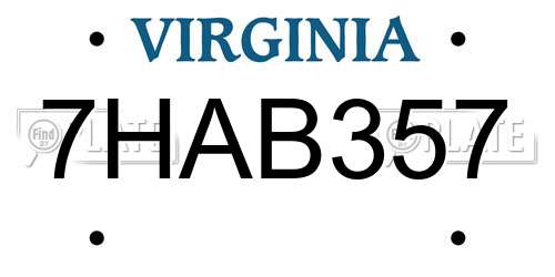 7HAB357 Virginia License Plate