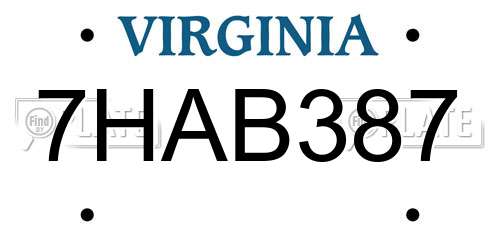 7HAB387 Virginia License Plate