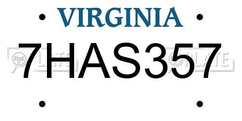 7HAS357 Virginia License Plate