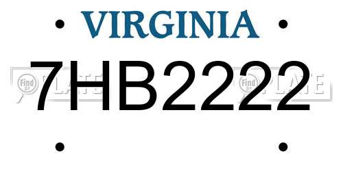 7HB2222 Virginia License Plate
