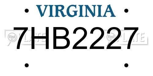 7HB2227 Virginia License Plate