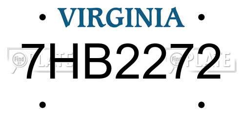 7HB2272 Virginia License Plate