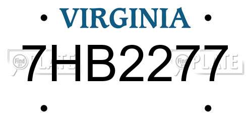 7HB2277 Virginia License Plate