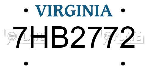 7HB2772 Virginia License Plate