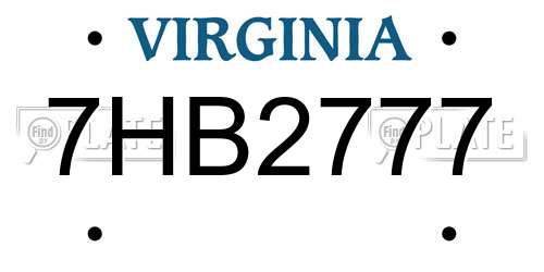 7HB2777 Virginia License Plate