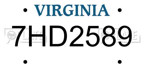7HD2589 Virginia License Plate