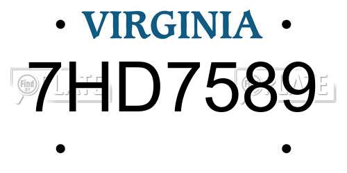 7HD7589 Virginia License Plate