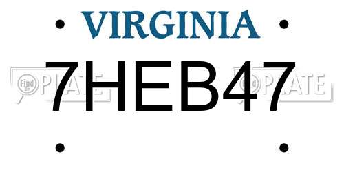7HEB47 Virginia License Plate