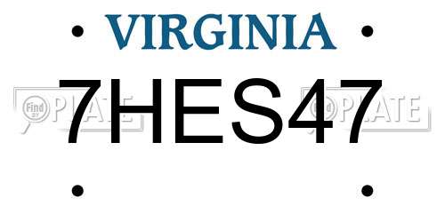 7HES47 Virginia License Plate