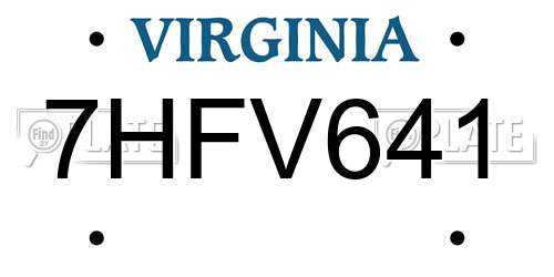 7HFV641 Virginia License Plate